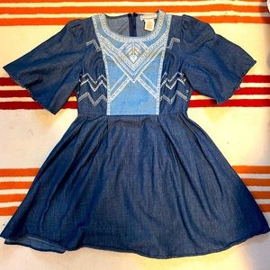 Chambray Mini Dress - Size Medium